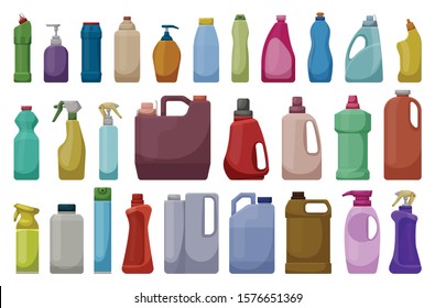 Detergent of product cartoon set icon.Vector illustration detergent for laundry on white background .Isolated cartoon set icon bottle domestic.