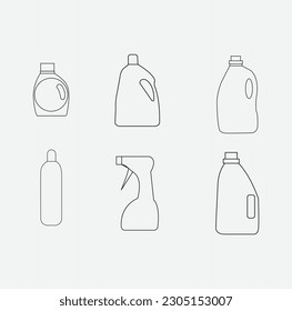 Detergent of product line set icon. Vector illustration detergent for laundry on white background .Isolated line set icon bottle domestic.