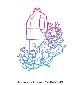 Detergent Rose Flower with Vintage Bottle Design. Liquid Floral frame ornament vector style. Decoration Design Wreath illustration.