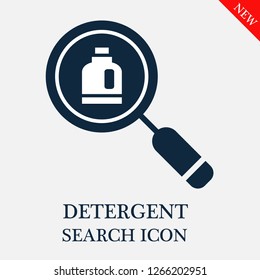 Detergent search icon. Detergent icon in magnifier icon. Editable Detergent search icon for web or mobile.