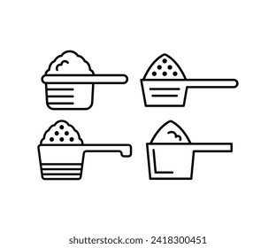 iconos de cuchara detergente para suavizador de ropa limpiador de diseño simple de contorno blanco negro colecciones de ilustraciones de vectores aisladas