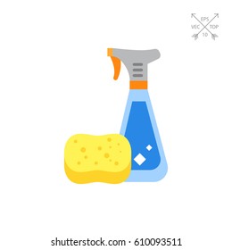 Detergent in Spray Bottle and Sponge Icon
