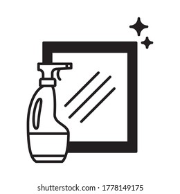 detergent spray bottle and window lineal style icon design, Cleaning service wash home and hygiene theme Vector illustration