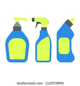 Detergent. Spray. Vector illustration. EPS 10. Set, detergent for cleaning offices, houses, schools and restaurants.