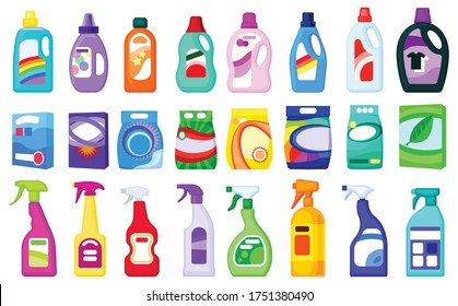 Detergent vector illustration on white background. Isolated cartoon set icon soap powder. Vector cartoon set icon detergent.