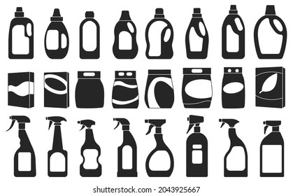 Detergent vector illustration on white background. Isolated black set icon soap powder. Vector black set icon detergent.