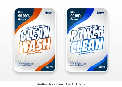 detergent wash labels design set of two