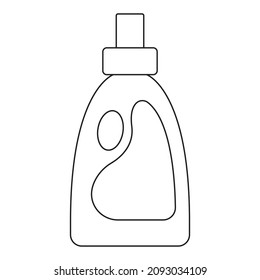 Detergent Washing-up liquid Washing powder Cleanser Bottle Vector. Black and white. White background. Line drawing.