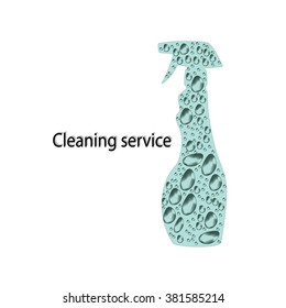 Detergent with water drops. Vector illustration for a poster "cleaning". Logo cleaning service.