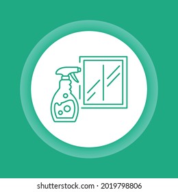 Detergent and window color button icon. Wash a window. Cleaning service. Sign for web page, mobile app, banner. 
