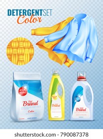 Detergents Clothes Transparent Icon Set