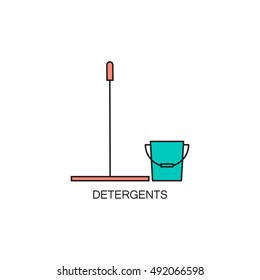 Detergents line icon. High quality outline pictograms for infographics, website or mobile app. Vector illustration of element for design company's visit card. logo, etc.