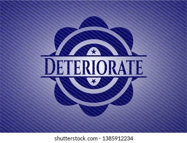 Deteriorate badge with jean texture. Vector Illustration. Detailed.