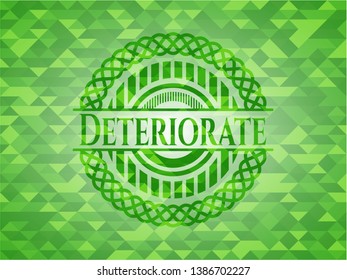 Deteriorate green emblem with mosaic background. Vector Illustration. Detailed.