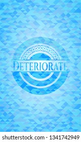 Deteriorate realistic sky blue emblem. Mosaic background