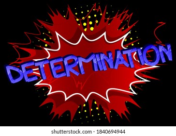 Determinación Caricatura al estilo de un libro de historietas sobre el fondo de historietas coloridas abstractas.