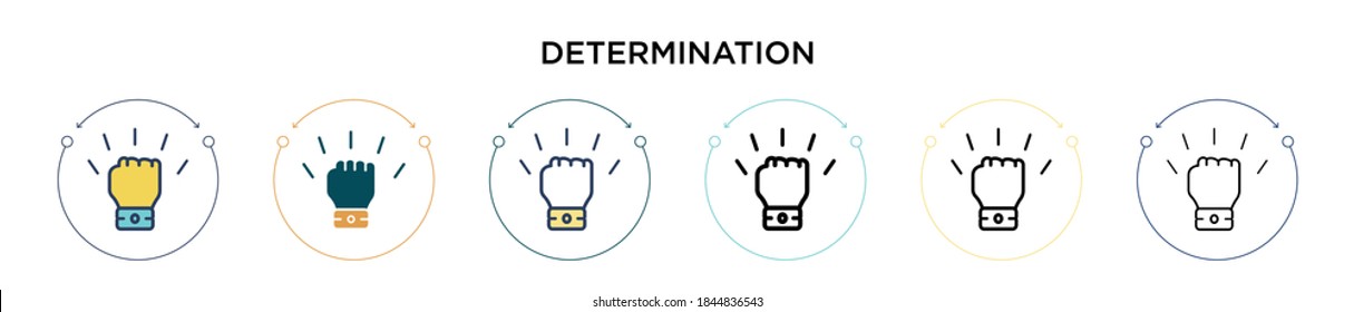 Determination icon in filled, thin line, outline and stroke style. Vector illustration of two colored and black determination vector icons designs can be used for mobile, ui, web