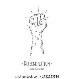 Determination icon. Vector illustration. Isolated on white. Hand-drawn style.