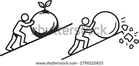 Determination and perseverance icon representing uphill struggle and success through effort