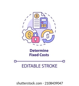 Determine fixed costs concept icon. Recurring payments. Startup budgeting abstract idea thin line illustration. Isolated outline drawing. Editable stroke. Roboto-Medium, Myriad Pro-Bold fonts used
