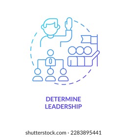 Determine leadership blue gradient concept icon. Stage of successful merger abstract idea thin line illustration. Integration. Developing leader. Isolated outline drawing. Myriad Pro-Bold font used