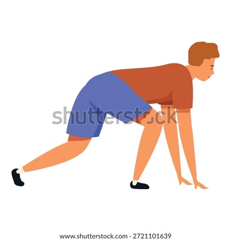 Determined athlete in starting position, ready to sprint, embodying the spirit of competition and athleticism