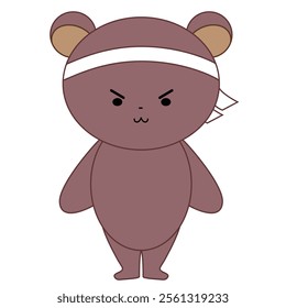 A determined bear wearing a headband