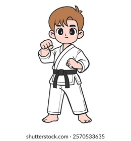 Determined Boy Training in Karate