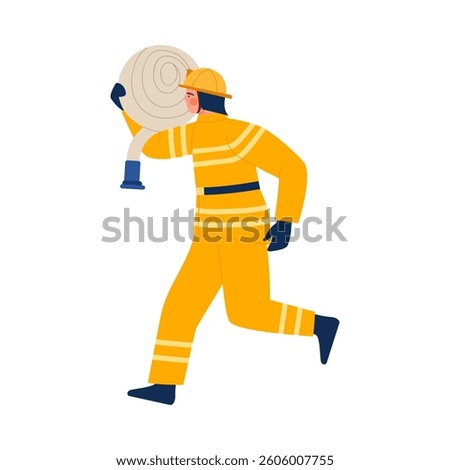 A determined firefighter is rushing to the scene equipped with essential gear that ensures the utmost safety