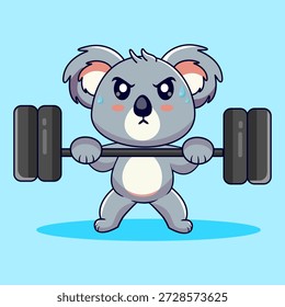 Determined Koala Weightlifter Vector Illustration Cartoon Design Kawaii