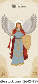 Determined Michaelmas Depiction of Archangel Michael with Sword and Shield