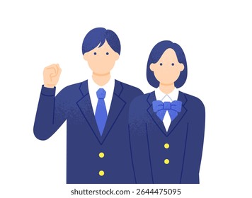 Determinados alunos em Blazer Uniform — menino que faz a bomba de punho Ilustração Vetor