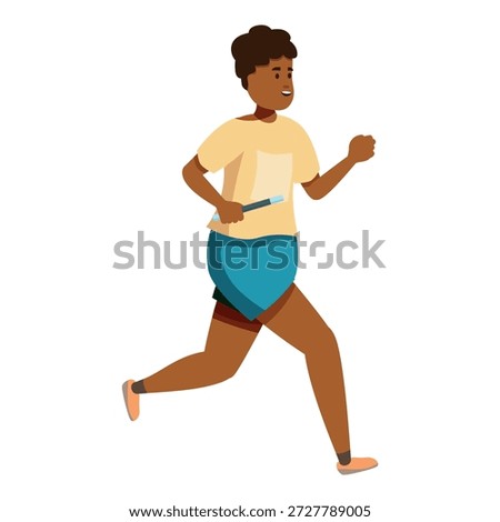 Determined young athlete running with a relay baton, participating in a track and field competition