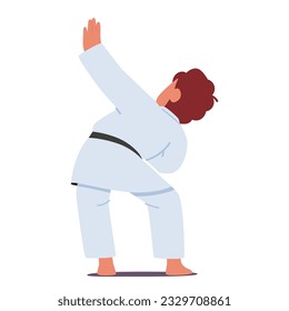 Determined Young Karate Practitioner Character, Mastering Techniques With Discipline And Focus, On A Journey To Develop Strength, Agility, And Self-defense Skills. Cartoon People Vector Illustration