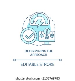 Determining Approach Turquoise Concept Icon. National Security. Dealing With Threats Abstract Idea Thin Line Illustration. Isolated Outline Drawing. Editable Stroke. Arial, Myriad Pro-Bold Fonts Used