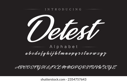 Detest Vintage Brush Script Modern Font. Retro Typeface. Vector Illustration.