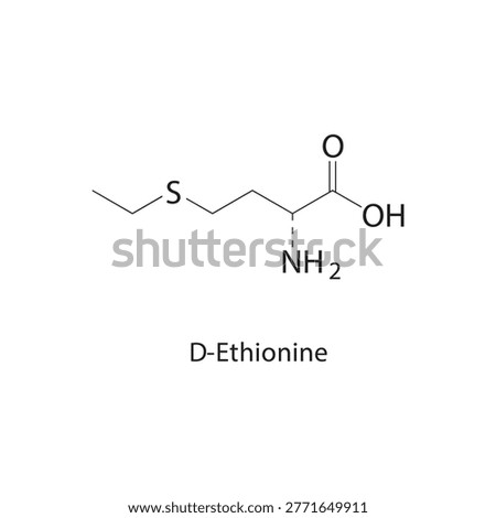 D-Ethionine skeletal structure. amino acid compound schematic illustration. Simple diagram, chemical formula.