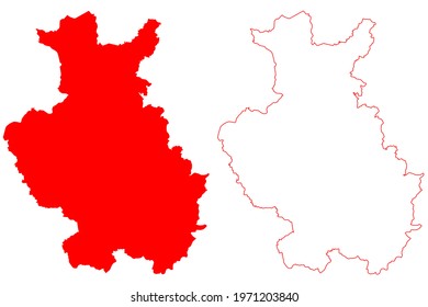 Detmold region (Federal Republic of Germany, State of North Rhine-Westphalia, NRW, Landschaftsverband Westfalen-Lippe) map vector illustration, scribble sketch Detmold map