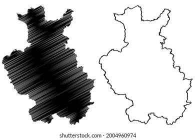 Detmold region (Federal Republic of Germany, State of North Rhine-Westphalia, NRW, Landschaftsverband Westfalen-Lippe) map vector illustration, scribble sketch Detmold map