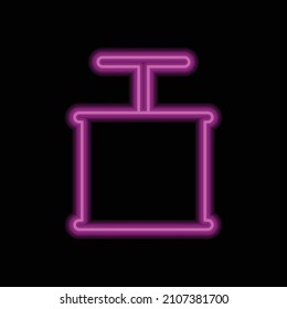 Icono simple del detonador. Diseño plano. Neón morado sobre fondo negro.ai