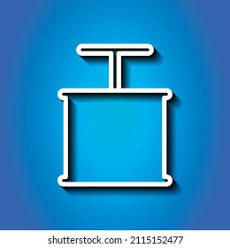 Icono simple del detonador. Diseño plano. Icono blanco con sombra sobre fondo azul.ai