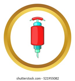 Detonator vector icon in golden circle, cartoon style isolated on white background