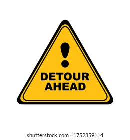 Detour Ahead Sign On White Background