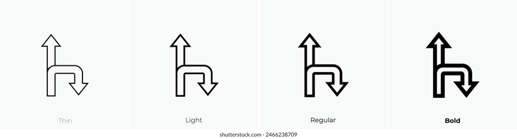 detour icon. Thin, Light Regular And Bold style design isolated on white background