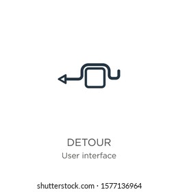 Detour icon. Thin linear detour outline icon isolated on white background from user interface collection. Line vector sign, symbol for web and mobile