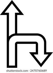 Icono de desvío. Diseño de estilo lineal delgado aislado sobre fondo blanco