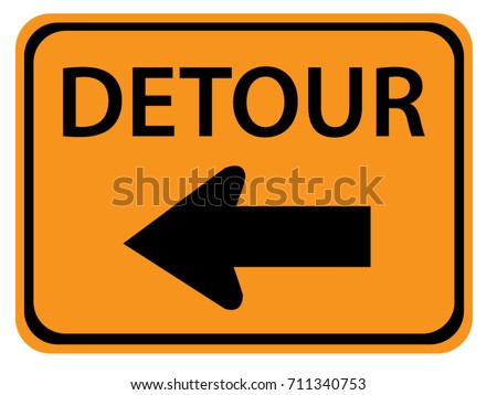 Detour Left road sign