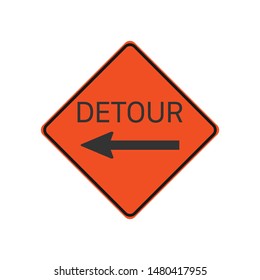 Detour Left Sign Isolated On White Background. Caution Symbol Modern, Simple, Vector, Icon For Website Design, Mobile App, Ui. Vector Illustration