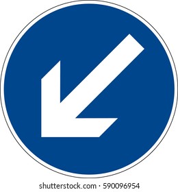 A detour to the left. Vector road sign Germany.