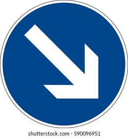 A detour to the right. Vector road sign Germany.